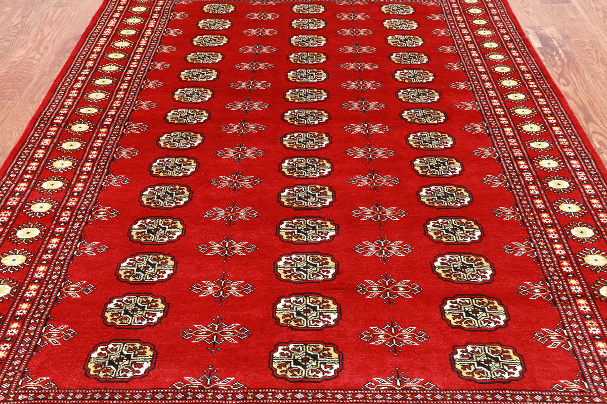 Red Bokhara Hand-Knotted Wool Rug - 5' 7" X 8' 1"