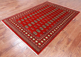 Red Bokhara Hand-Knotted Wool Rug - 5' 7" X 8' 1"