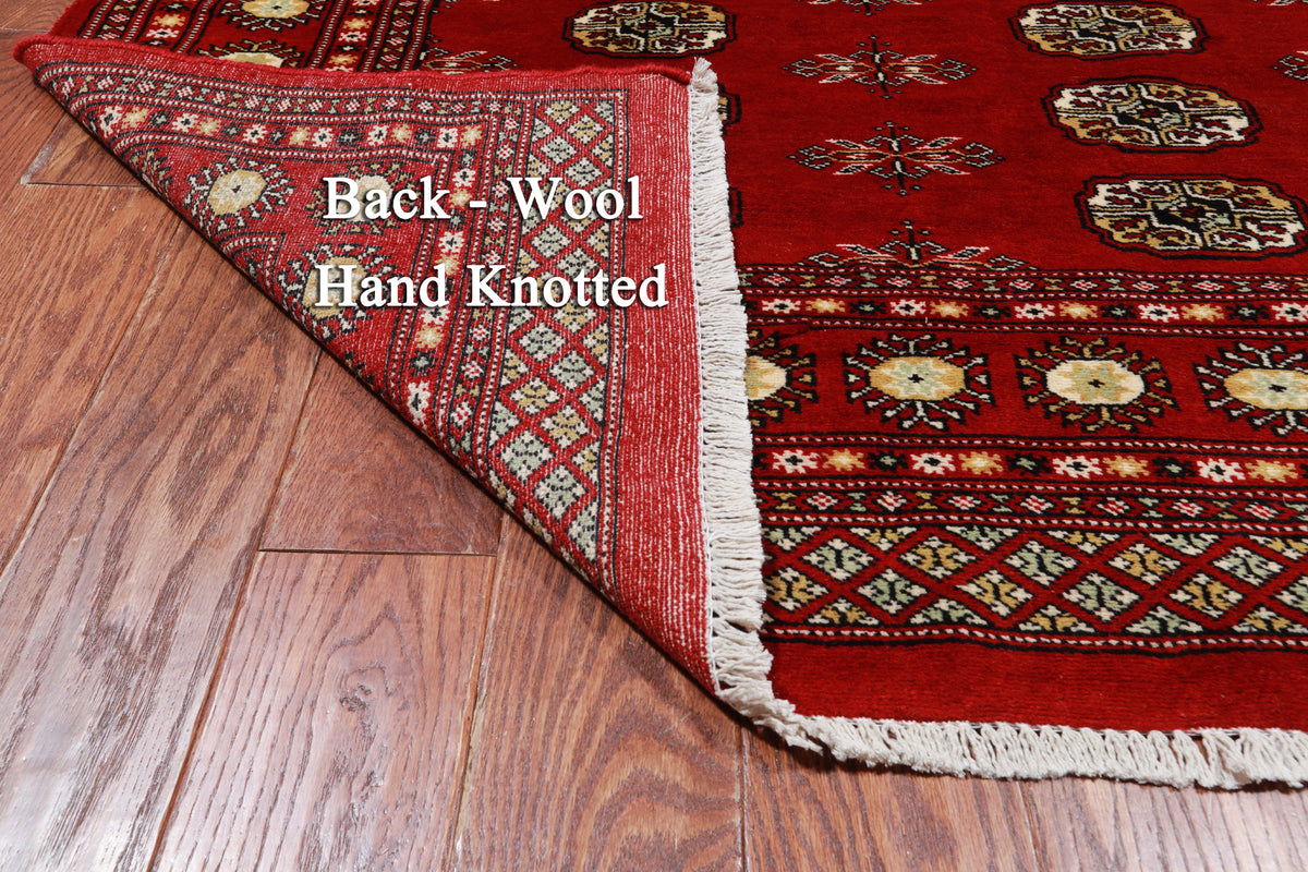 Red Bokhara Hand-Knotted Wool Rug - 5' 7" X 8' 1"