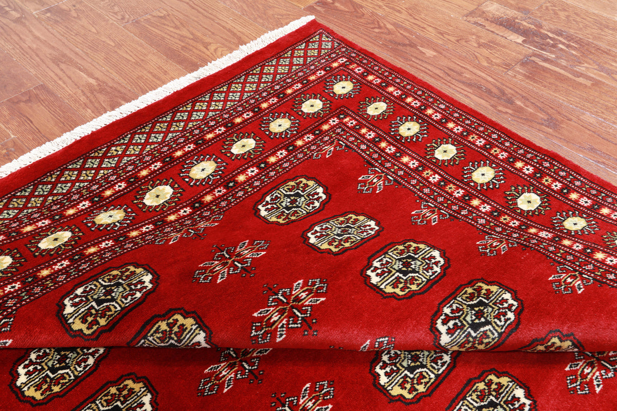 Red Bokhara Hand-Knotted Wool Rug - 5' 7" X 8' 1"