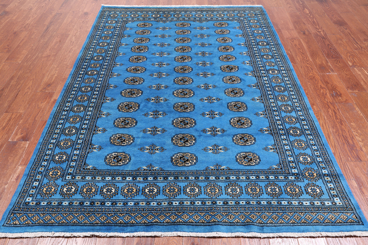 Blue Bokhara Hand-Knotted Wool Rug - 5' 7" X 7' 10"