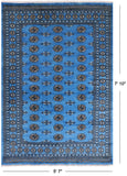 Blue Bokhara Hand-Knotted Wool Rug - 5' 7" X 7' 10"