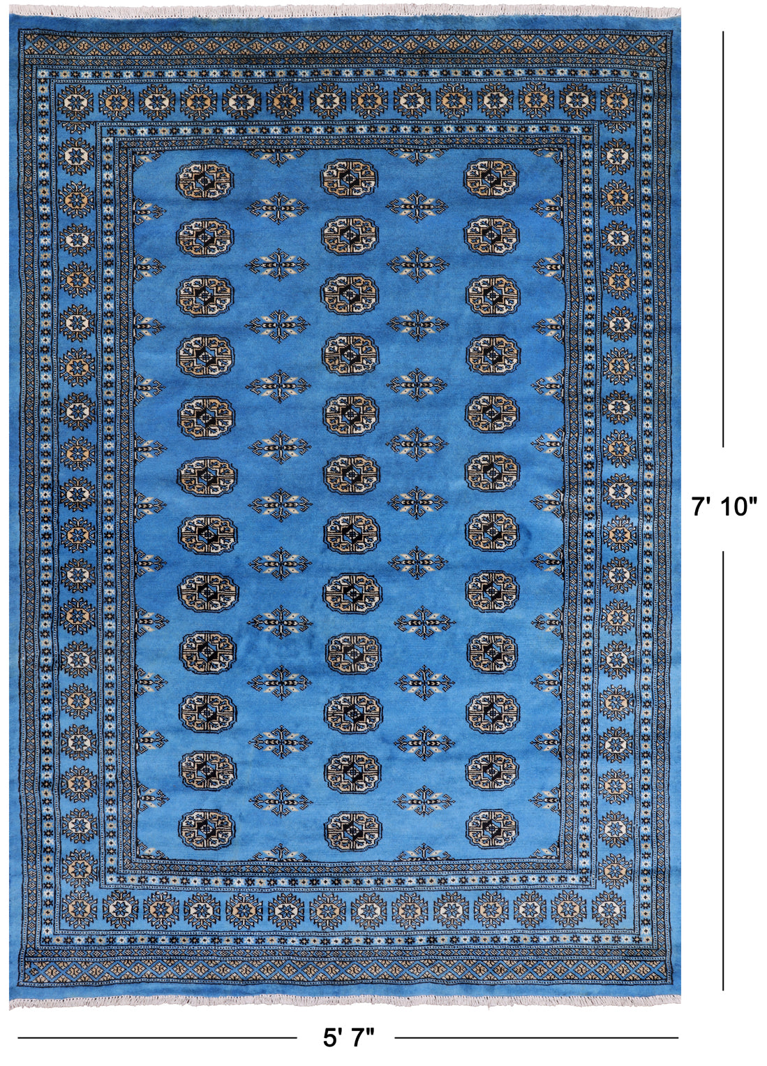 Blue Bokhara Hand-Knotted Wool Rug - 5' 7" X 7' 10"