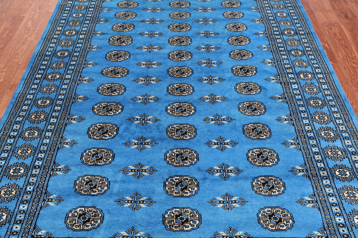 Blue Bokhara Hand-Knotted Wool Rug - 5' 7" X 7' 10"