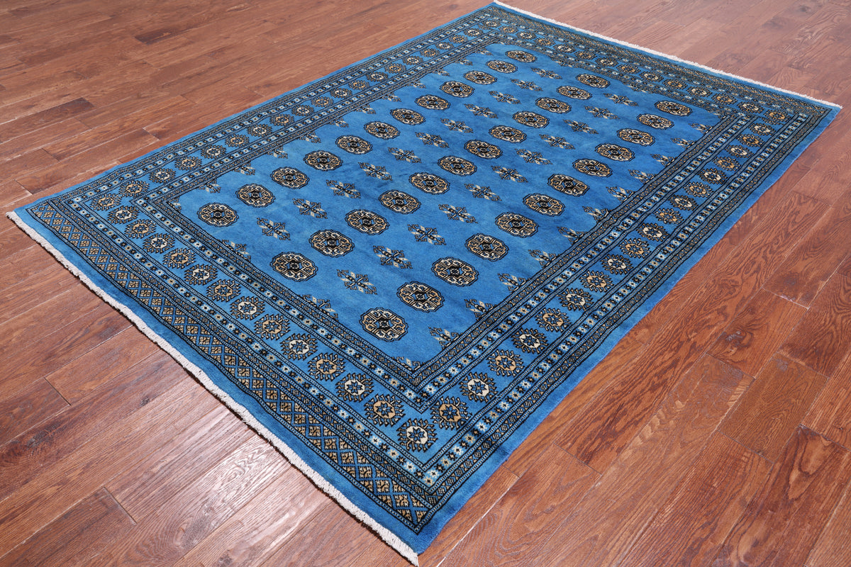 Blue Bokhara Hand-Knotted Wool Rug - 5' 7" X 7' 10"