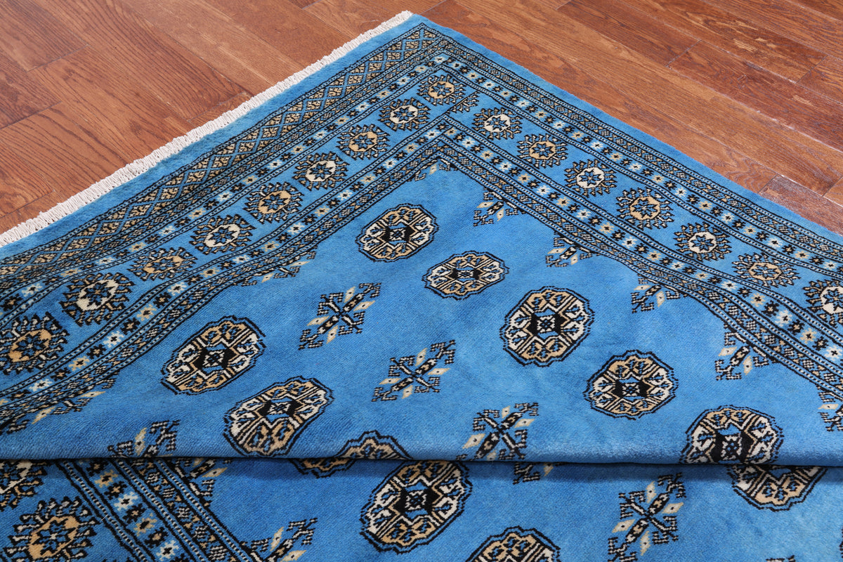 Blue Bokhara Hand-Knotted Wool Rug - 5' 7" X 7' 10"