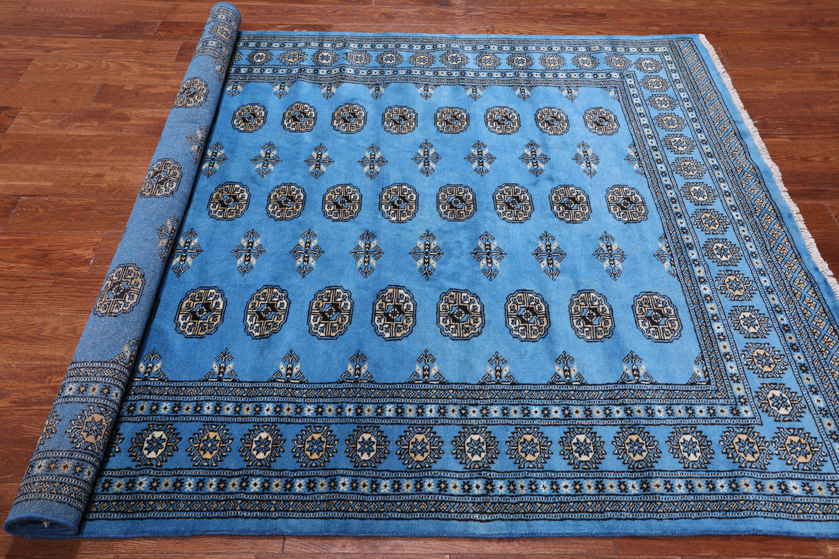 Blue Bokhara Hand-Knotted Wool Rug - 5' 7" X 7' 10"