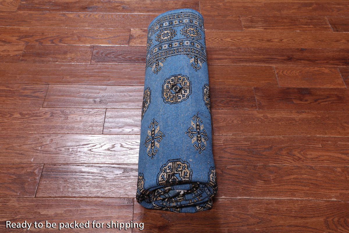 Blue Bokhara Hand-Knotted Wool Rug - 5' 7" X 7' 10"