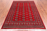 Red Bokhara Hand Knotted Wool Rug - 5' 7" X 8' 2"