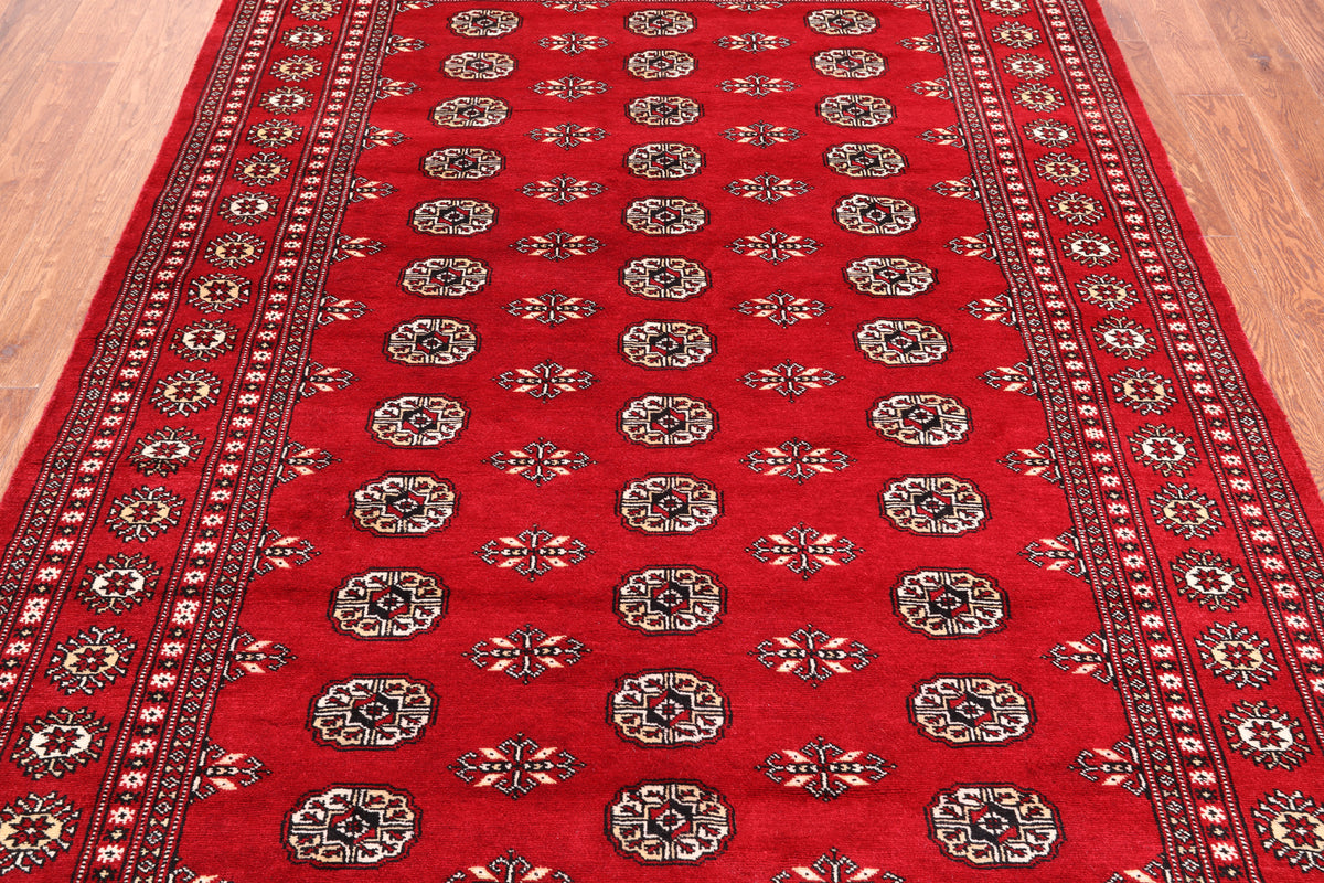 Red Bokhara Hand Knotted Wool Rug - 5' 7" X 8' 2"