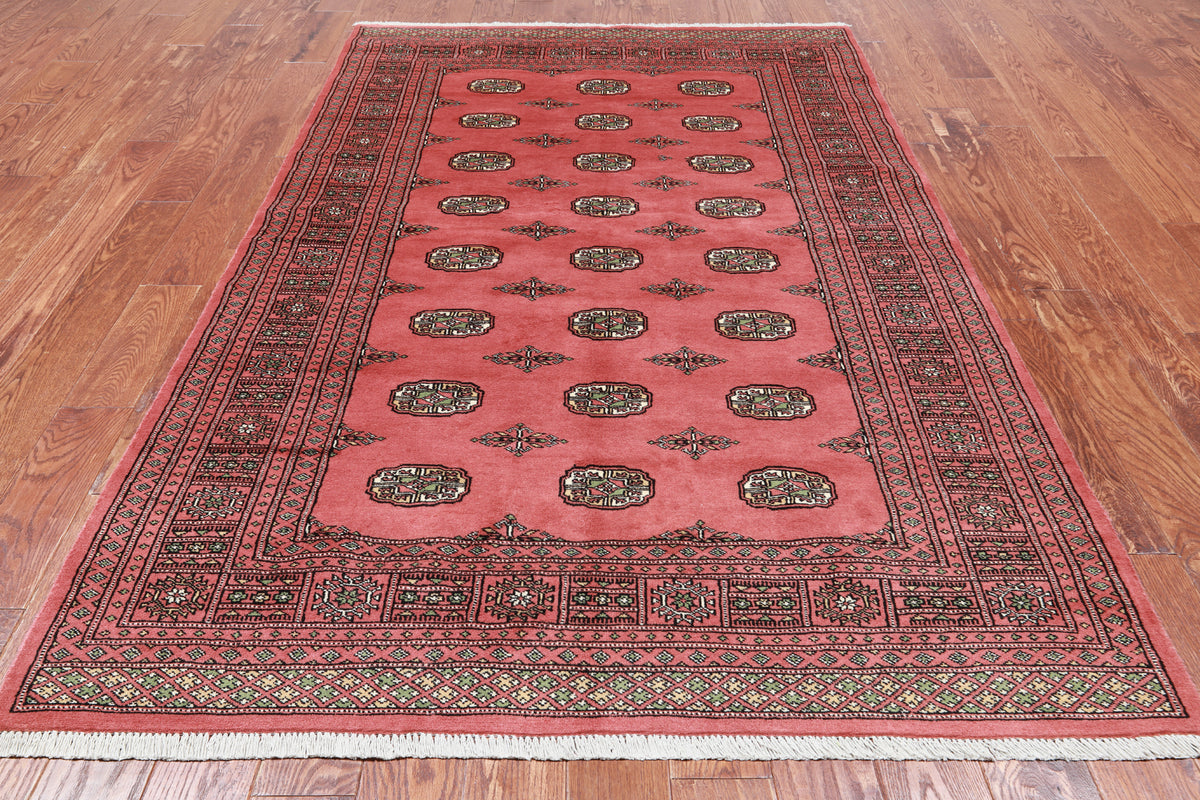 Pink Bokhara Hand-Knotted Wool Rug - 5' 0" X 8' 0"