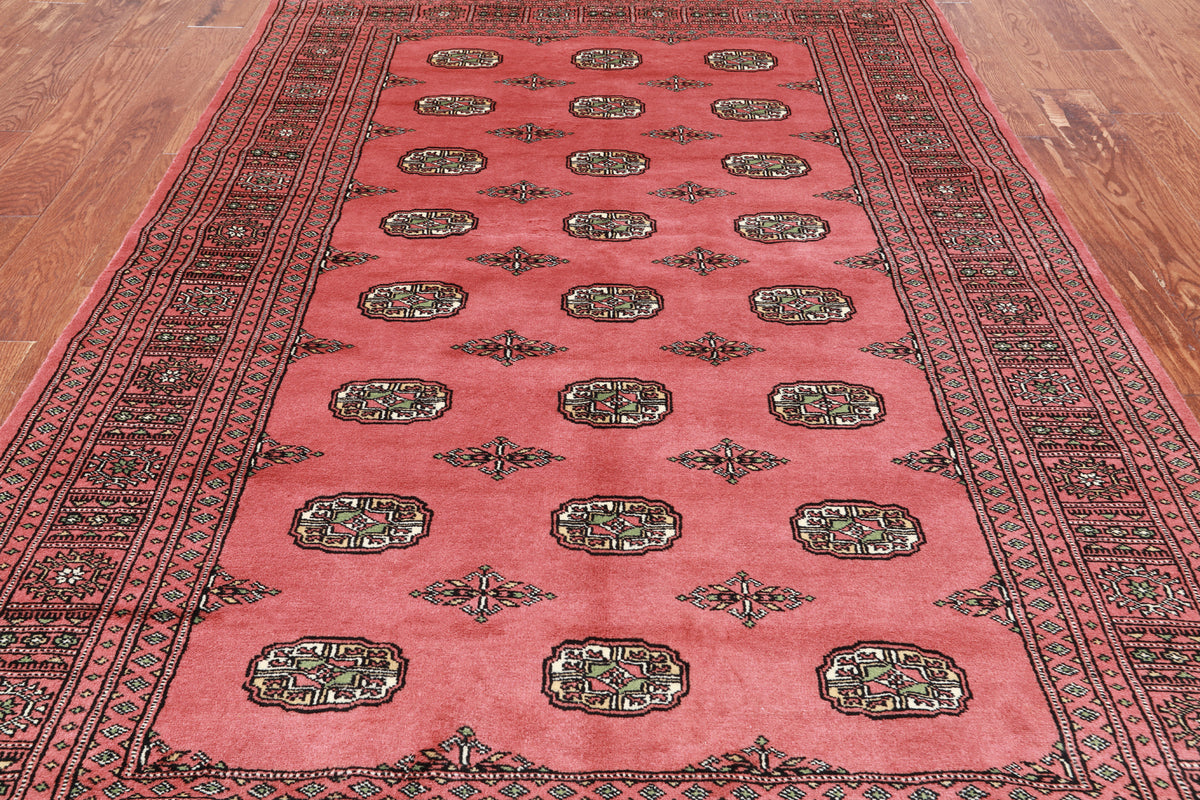 Pink Bokhara Hand-Knotted Wool Rug - 5' 0" X 8' 0"