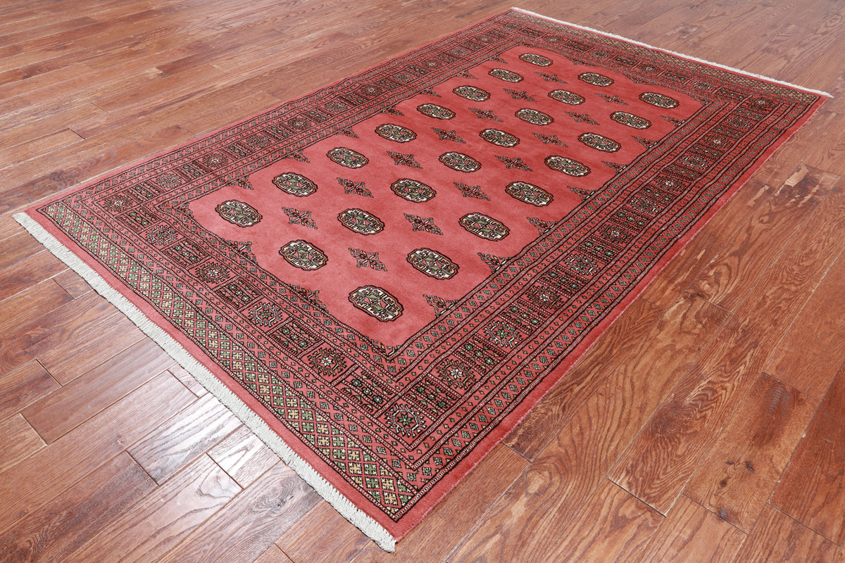 Pink Bokhara Hand-Knotted Wool Rug - 5' 0" X 8' 0"