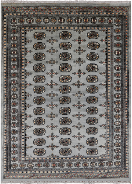 Grey Bokhara Handmade Wool Rug - 5' 7" X 7' 10"