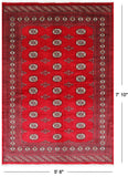 Red Bokhara Handmade Wool Rug - 5' 6" X 7' 10"