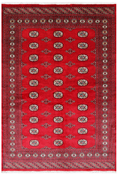 Red Bokhara Handmade Wool Rug - 5' 6" X 7' 10"