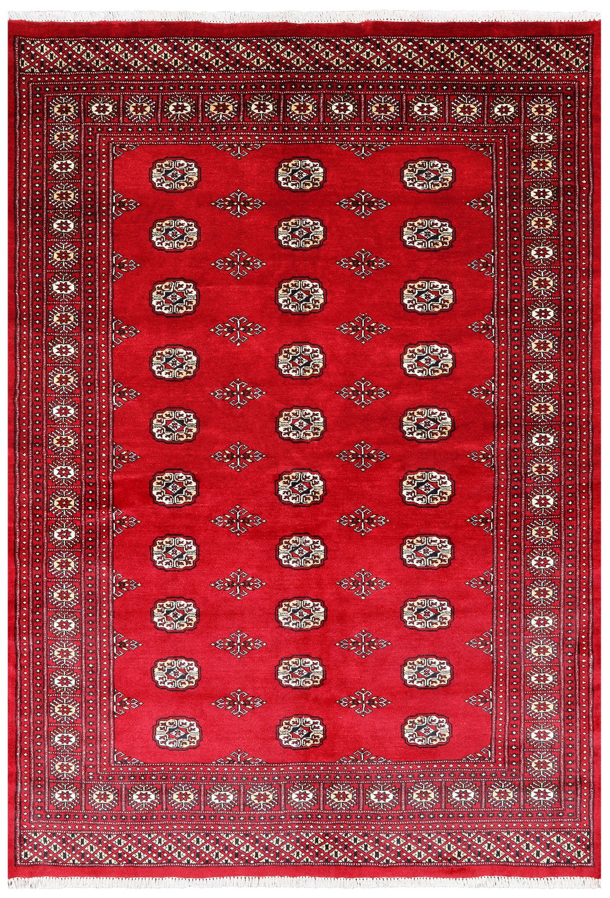 Red Bokhara Handmade Wool Rug - 5' 6" X 7' 10"