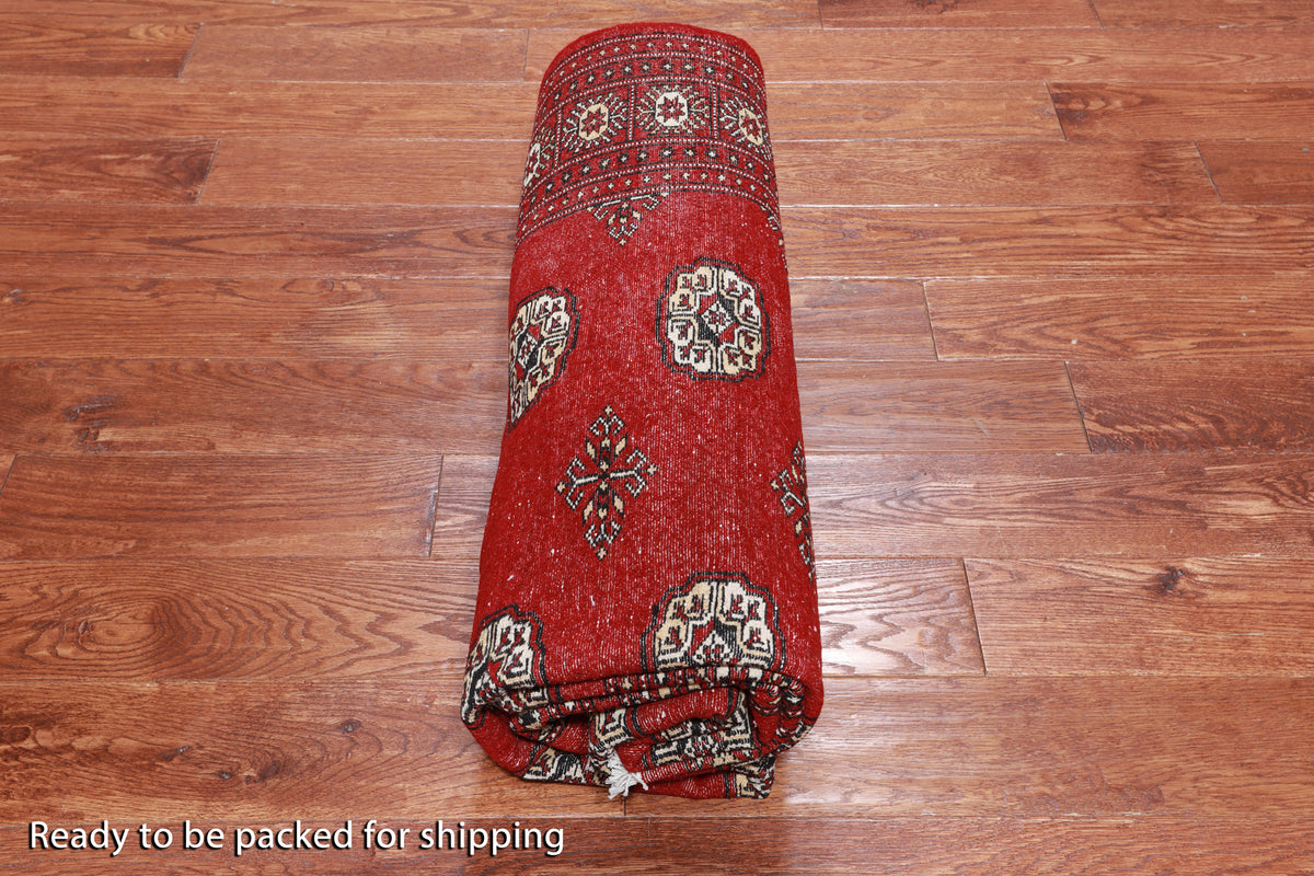 Red Bokhara Handmade Wool Rug - 5' 6" X 7' 10"