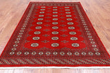Red Bokhara Handmade Wool Rug - 5' 6" X 7' 10"