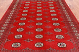 Red Bokhara Handmade Wool Rug - 5' 6" X 7' 10"