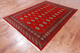 Red Bokhara Handmade Wool Rug - 5' 6" X 7' 10"