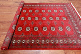 Red Bokhara Handmade Wool Rug - 5' 6" X 7' 10"