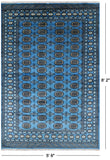 Blue Bokhara Handmade Wool Rug - 5' 6" X 8' 2"