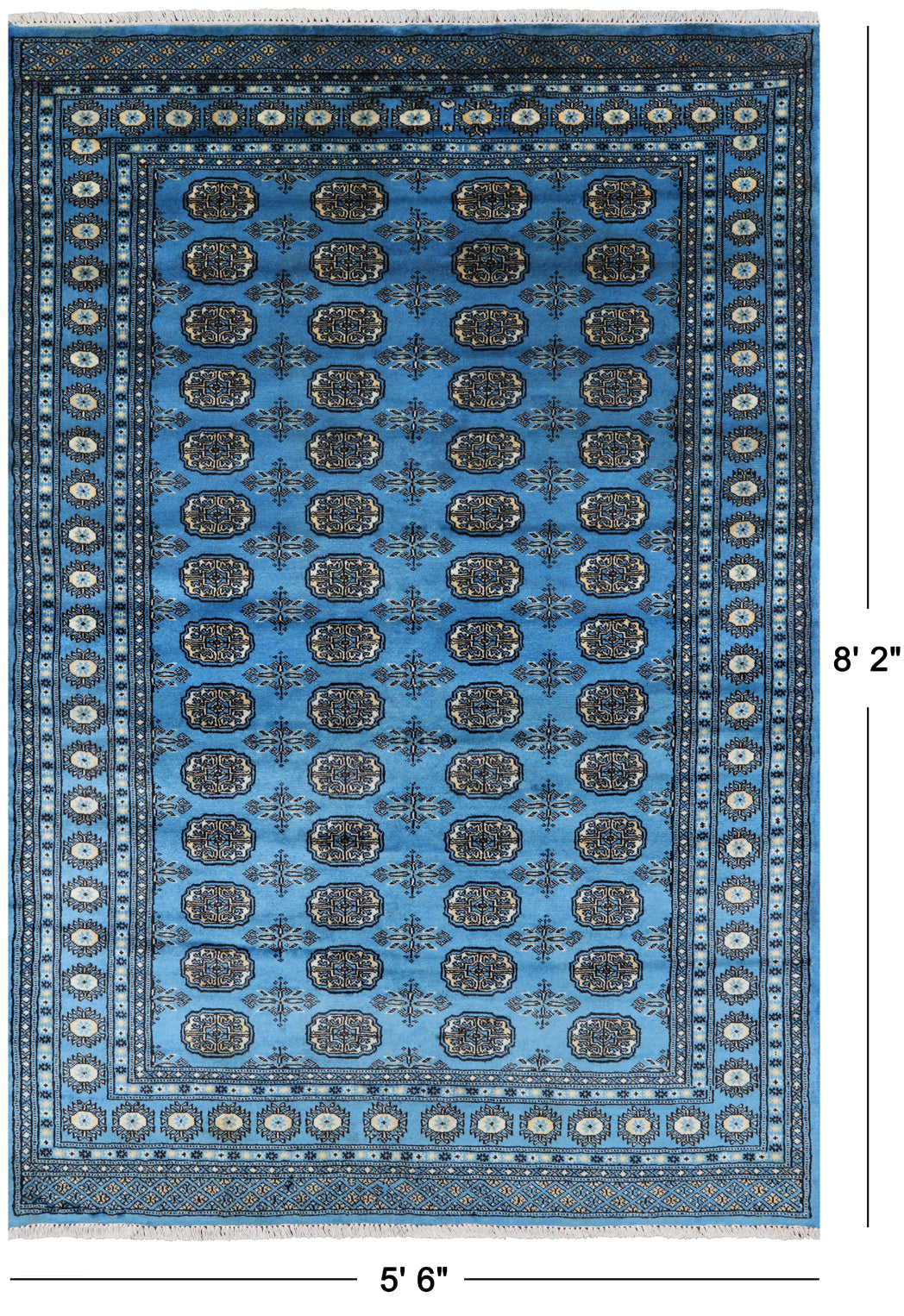 Blue Bokhara Handmade Wool Rug - 5' 6" X 8' 2"