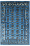 Blue Bokhara Handmade Wool Rug - 5' 6" X 8' 2"