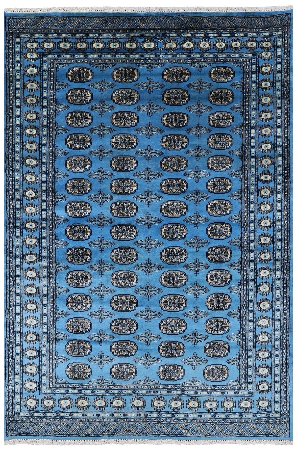 Blue Bokhara Handmade Wool Rug - 5' 6" X 8' 2"