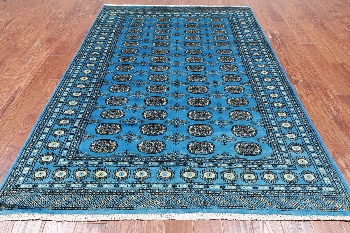 Blue Bokhara Handmade Wool Rug - 5' 6" X 8' 2"