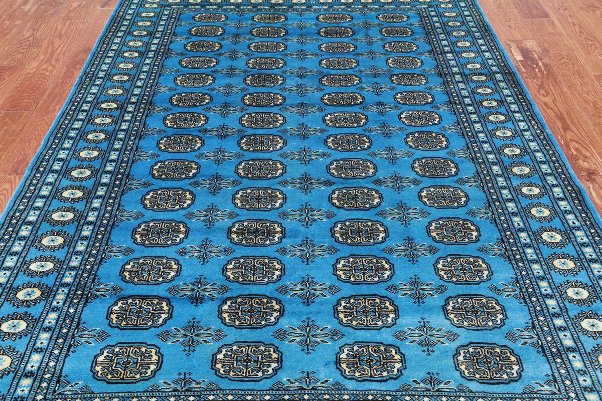 Blue Bokhara Handmade Wool Rug - 5' 6" X 8' 2"