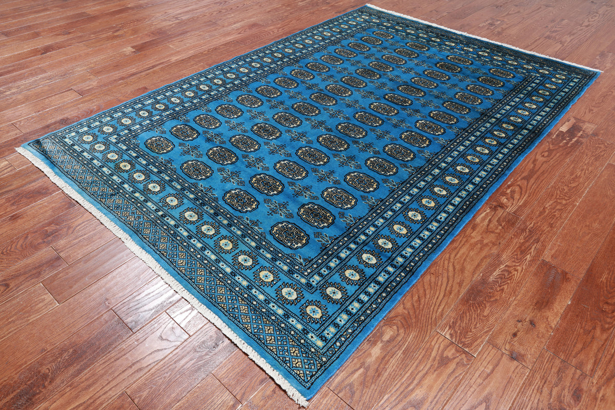 Blue Bokhara Handmade Wool Rug - 5' 6" X 8' 2"