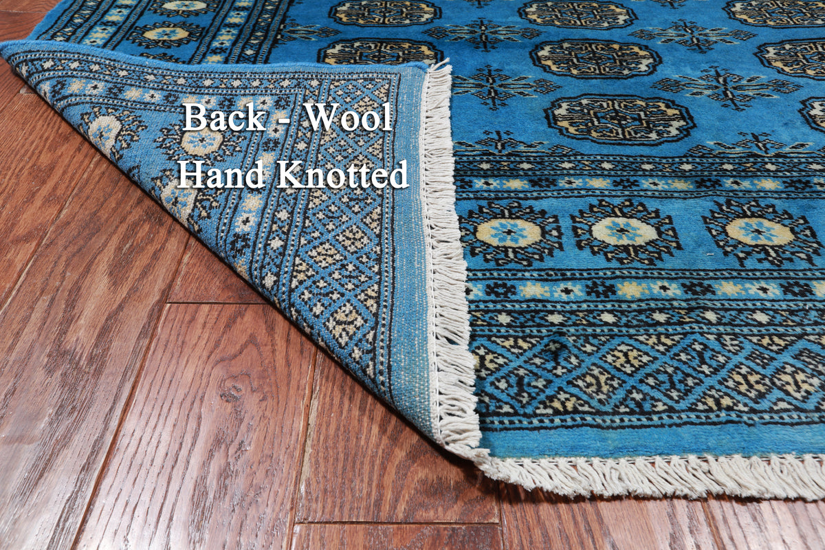 Blue Bokhara Handmade Wool Rug - 5' 6" X 8' 2"