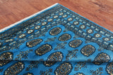 Blue Bokhara Handmade Wool Rug - 5' 6" X 8' 2"