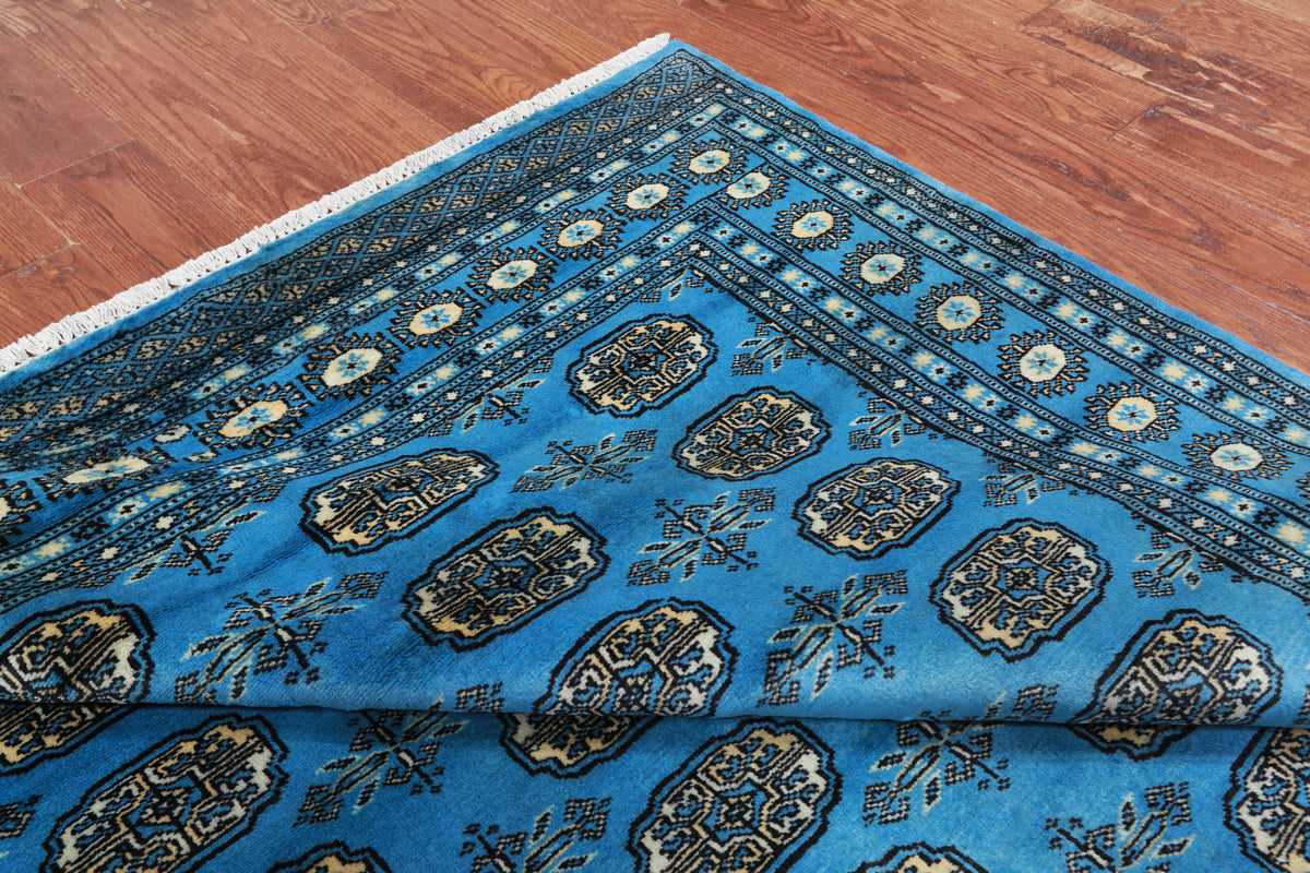Blue Bokhara Handmade Wool Rug - 5' 6" X 8' 2"