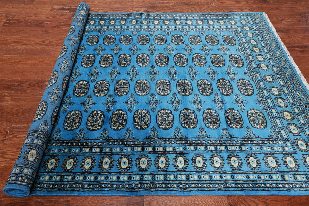 Blue Bokhara Handmade Wool Rug - 5' 6" X 8' 2"