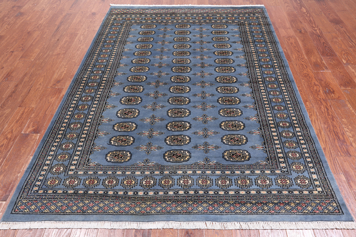 Blue Bokhara Hand-Knotted Wool Rug - 5' 7" X 7' 10"