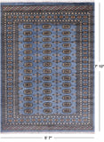 Blue Bokhara Hand-Knotted Wool Rug - 5' 7" X 7' 10"