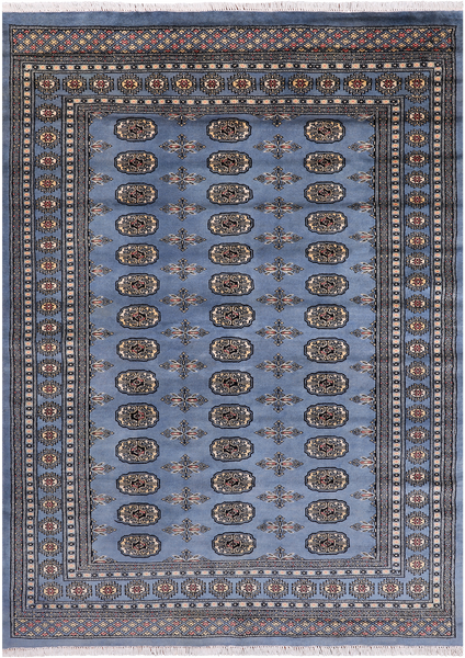 Blue Bokhara Hand-Knotted Wool Rug - 5' 7" X 7' 10"