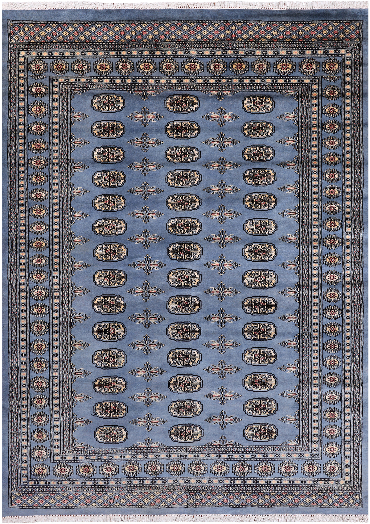 Blue Bokhara Hand-Knotted Wool Rug - 5' 7" X 7' 10"