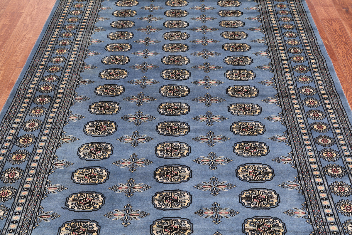 Blue Bokhara Hand-Knotted Wool Rug - 5' 7" X 7' 10"