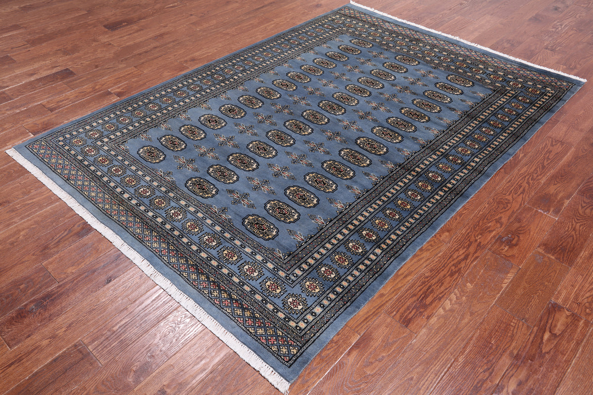 Blue Bokhara Hand-Knotted Wool Rug - 5' 7" X 7' 10"