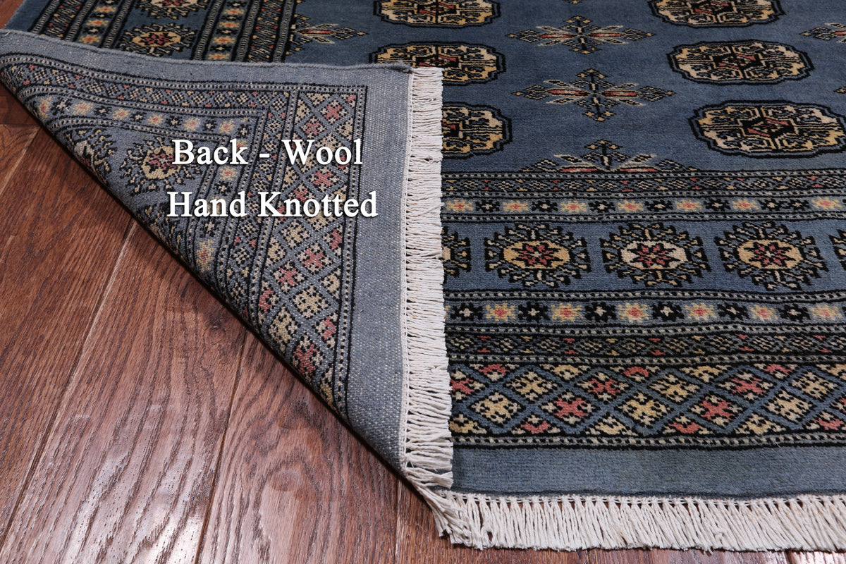 Blue Bokhara Hand-Knotted Wool Rug - 5' 7" X 7' 10"