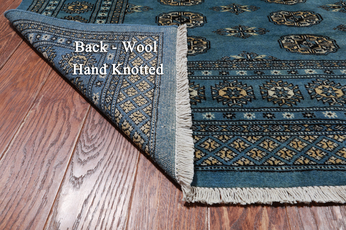 Blue Bokhara Handmade Wool Rug - 5' 8" X 7' 9"