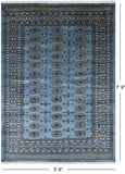 Blue Bokhara Handmade Wool Rug - 5' 8" X 7' 9"