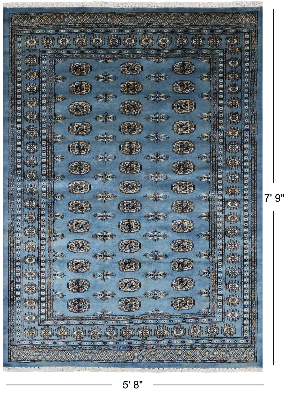 Blue Bokhara Handmade Wool Rug - 5' 8" X 7' 9"
