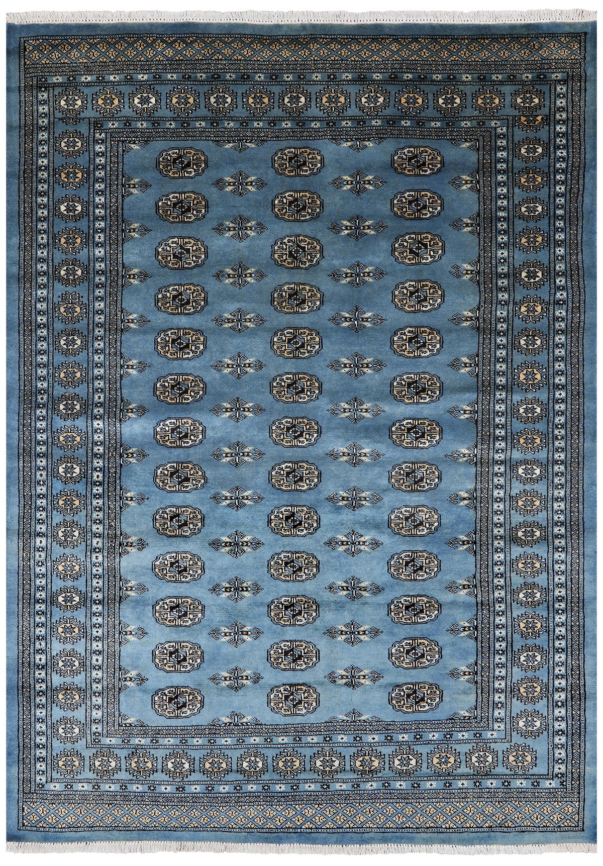 Blue Bokhara Handmade Wool Rug - 5' 8" X 7' 9"