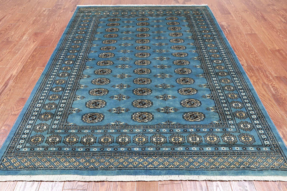 Blue Bokhara Handmade Wool Rug - 5' 8" X 7' 9"