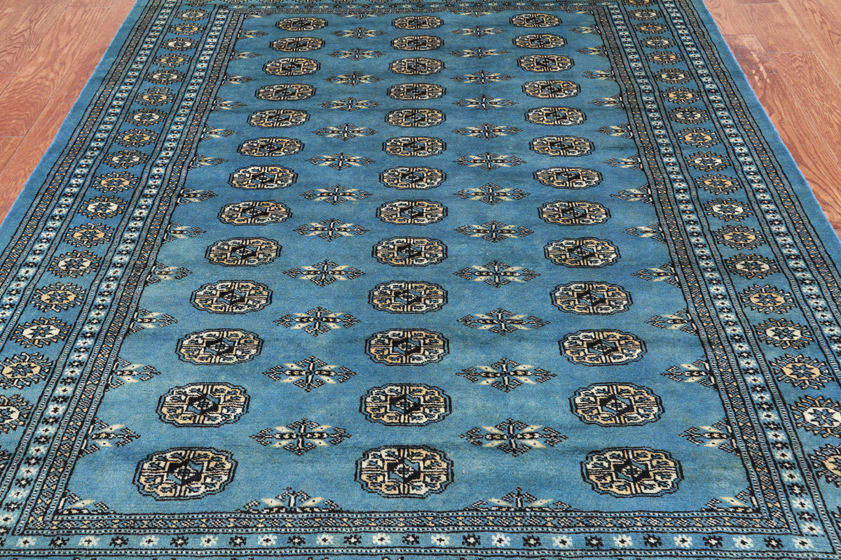 Blue Bokhara Handmade Wool Rug - 5' 8" X 7' 9"